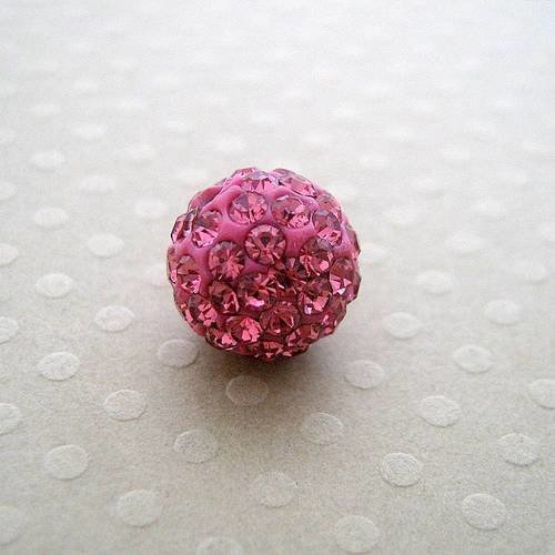 Perle strass rose pour shamballa 10 mm 
