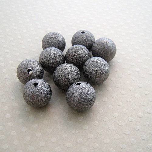 Lot de 10 perles métal stardust gris foncé 12 mm 
