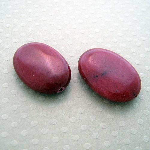 Lot de 2 perles en jade teintées rouge carmin 18x25 mm - pjo-0653 