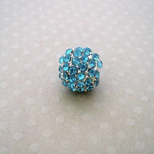 Perle strass bleue base métal 10mm - sf11-0669 