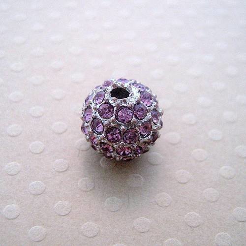 Perle strass violet base métal pour shamballa 10mm 