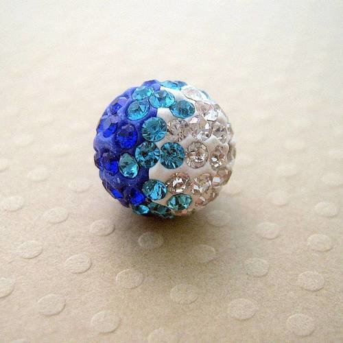 Perle strass dégradée bleu/crystal 12 mm