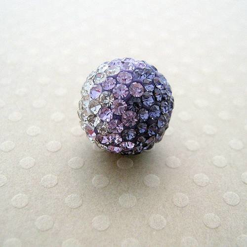 Perle strass pour shamballa violet/cristal 12 mm 
