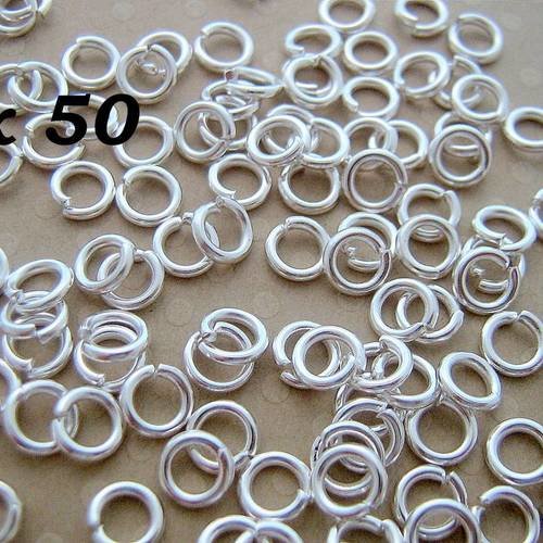 Lot de 50 anneaux ouverts argentés 5x1 mm - aa51-0168 