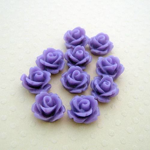 Lot de 10 fleurs en résine violettes 10 mm - fr-0623 