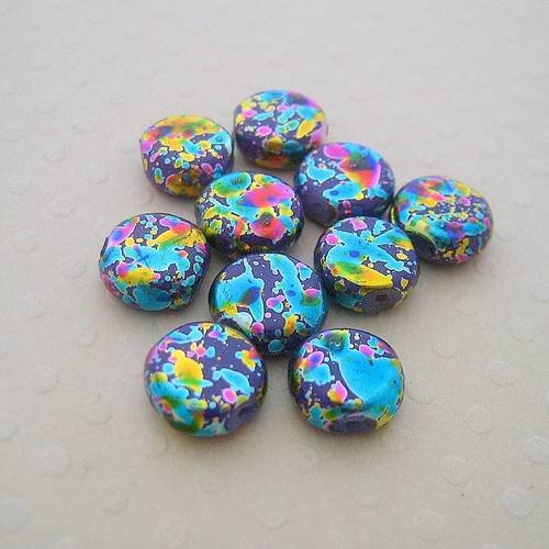 Lot de 10 perles palets multicolores violet/bleu 8 mm