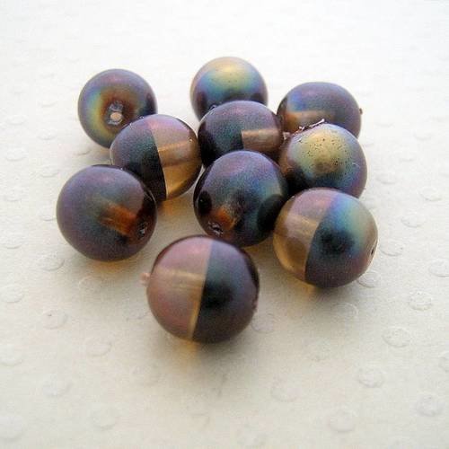 Lot de 10 perles bicolores brown rainbow 8 mm