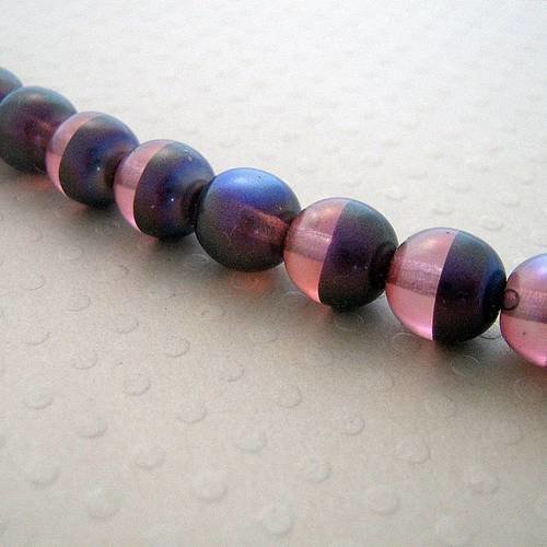Lot de 10 perles bicolores purple rainbow 8 mm
