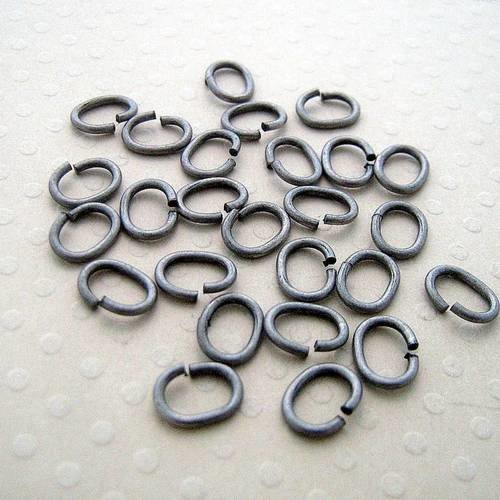 Lot de 25 anneaux ovales gris métall. mat 8x6x1 mm - aav8610-0531 
