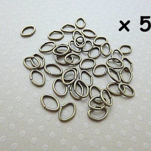 Lot de 50 anneaux ovales bronze 8x5x1 mm - ab8610-0006