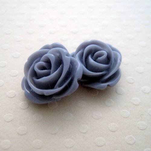 Lot de 2 roses en résine gris 13 mm - fr-0413