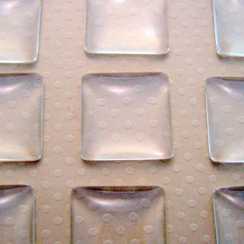 25x25mm - lot de 10 cabochons carrés en verre transparent 25 mm - l0156