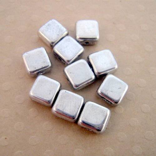 Lot de 10 perles carrés 6 mm silver - cbpc6-0255