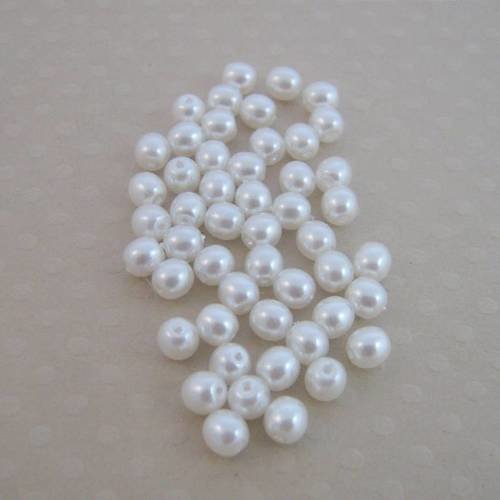 Lot de 50 perles nacrées rondes 4 mm snow - r4-0240