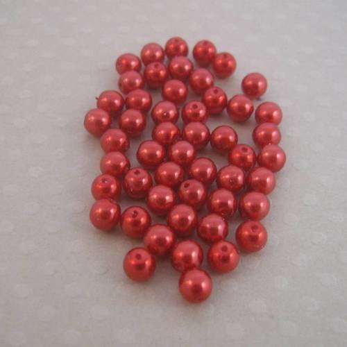Lot de 50 perles nacrées rondes 4 mm tangerine - r4-0239 