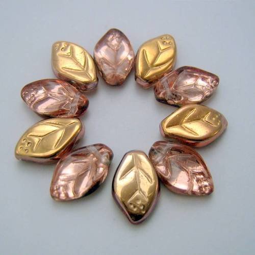 Lot de 10 feuilles 12x7 mm apollo gold - vpf127-0108 