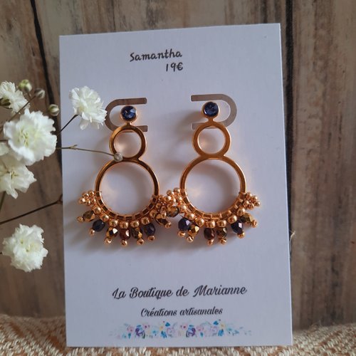 Boucles d'oreilles double cercle doré tissées " samantha"