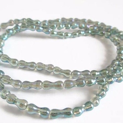 70 perles translucide a reflet brillant os 8x4mm couleur vert