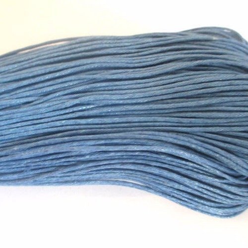 20 mètres fil coton ciré bleu azur 0.7mm 