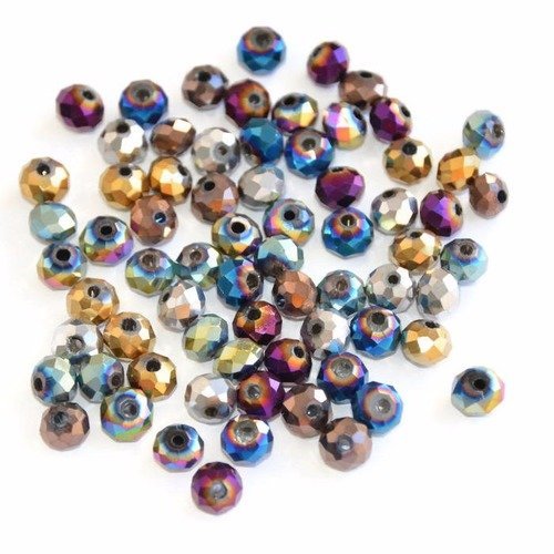 140 perles cristal à facettes mélange de couleur   6x5mm 