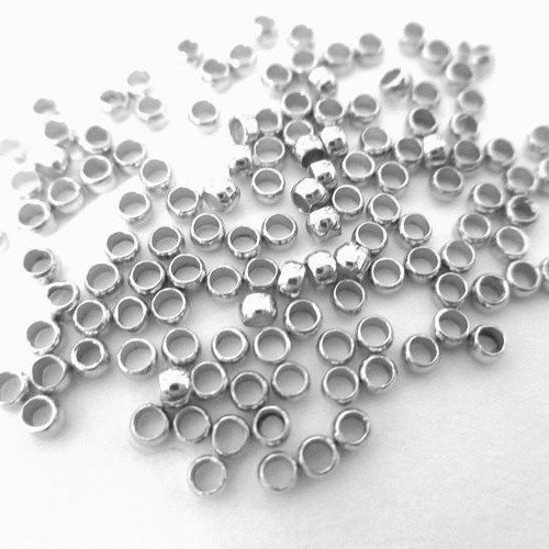 500 perles à écraser métal couleur argenté 2mm 
