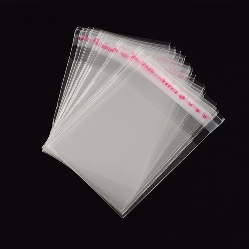 50 sachets cellophane transparents à rabat pour emballage 70x50 mm