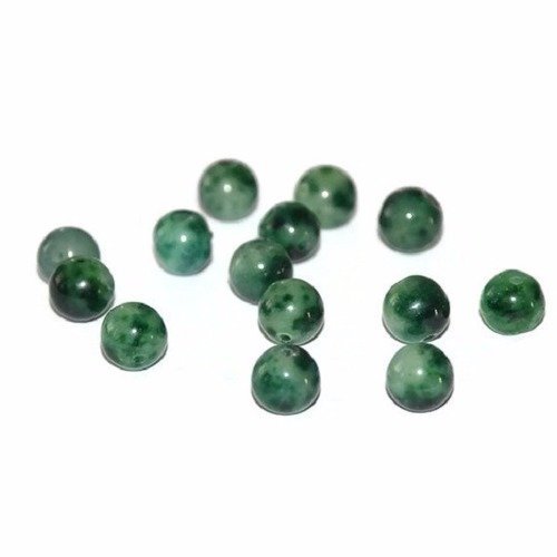 10 perles jade naturelle vert foncé et vert  8mm (w3) 