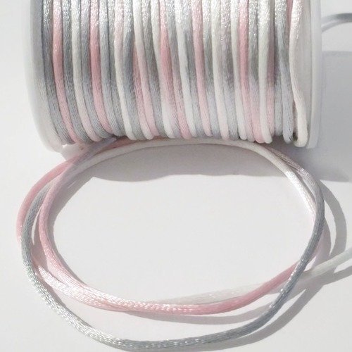 10m fil nylon  queue de rat 2mm rose gris et blanc