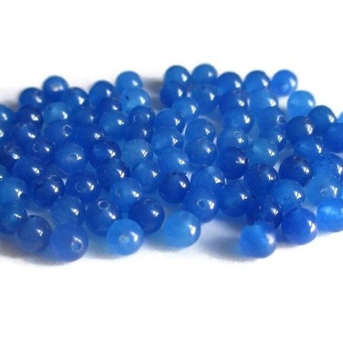 20 perles jade naturelle bleu 4mm (g-15) 