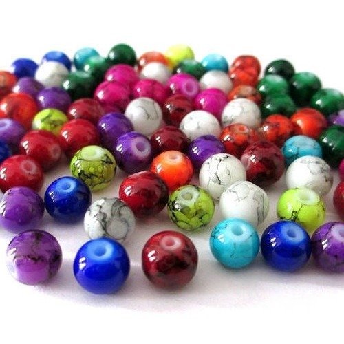 90 perles mouchetée en verre mélange de couleur 6mm 