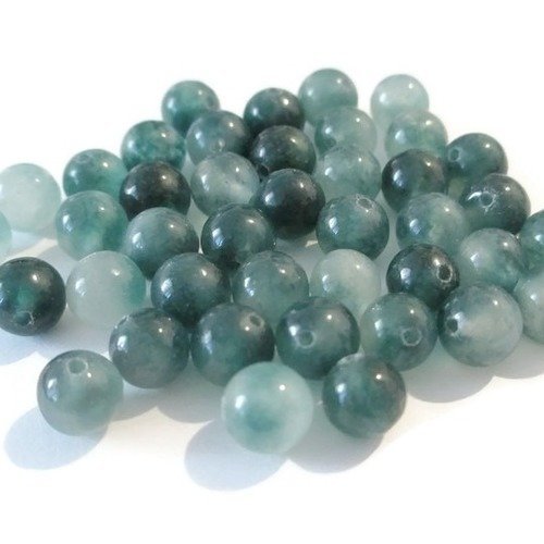 10 perles jade naturelle nuance de vert  6mm (bad)