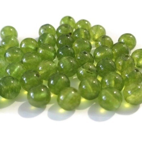 10 perles jade naturelle vert 6mm (bad) 