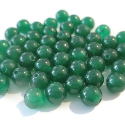 10 perles jade naturelle vert foncé 6mm (11) 
