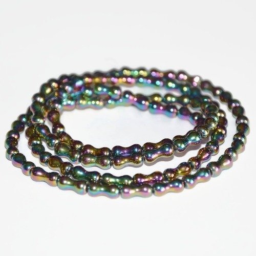 70 perles electroplate os  8x4mm multicolore 