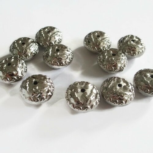 20 perles intercalaire ccb métallisés 16mm couleur argent