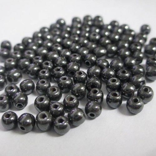50 perles hématite non magnétique 4mm  (e-42) 