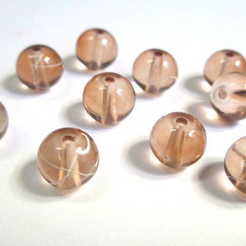 10 perles marron tréfilé blanc translucide 8mm (1)