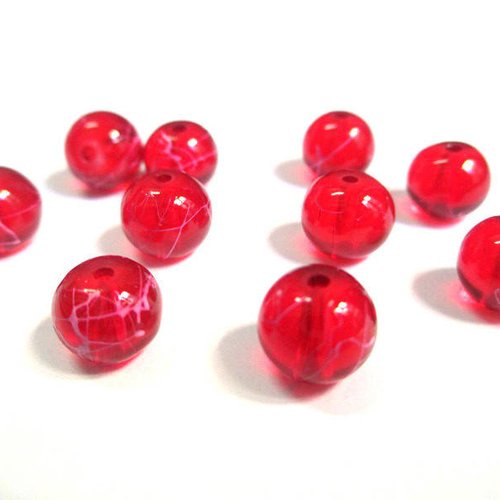 10 perles rouge tréfilé rose translucide 8mm (2)