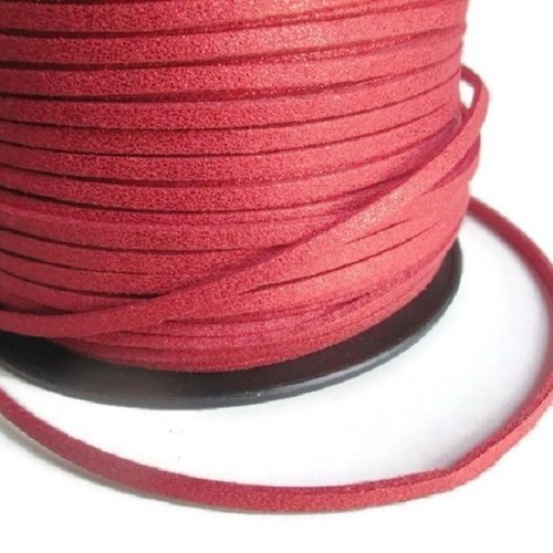 3m cordon suédine rouge pailleté aspect daim 3 mm