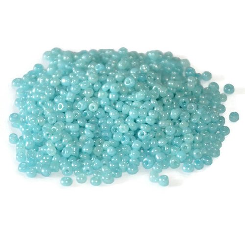 10gr perles de rocaille bleu nacré en verre  2mm environ 800 perles (ref46)