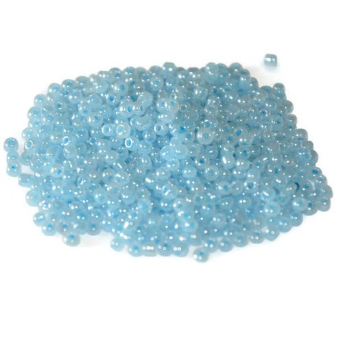 10gr perles de rocaille bleu nacré en verre  2mm environ 800 perles (ref51)