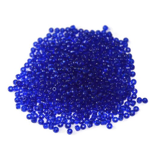 10gr perles de rocaille bleu foncé translucide en verre  2mm environ 800 perles (ref56)