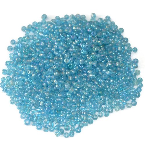 10gr perles de rocaille bleu ciel brillant en verre  2mm environ 800 perles (ref72)