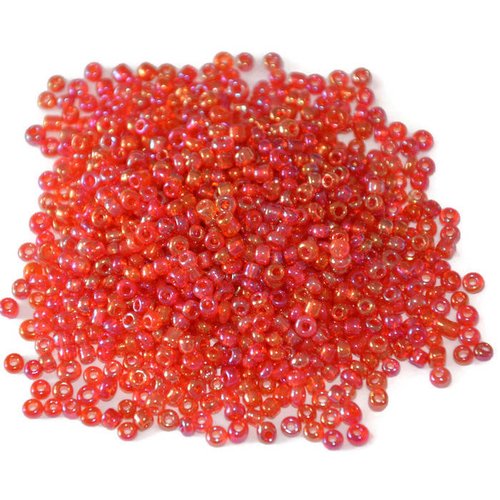 10gr perles de rocaille rouge orange brillant en verre  2mm environ 800 perles (ref73)