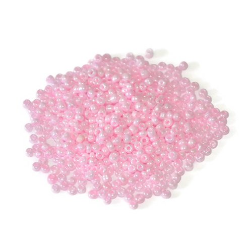 10gr perles de rocaille rose clair nacré 2mm environ 800 perles (ref1)