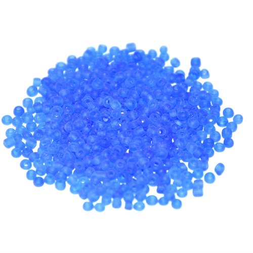 10gr perles de rocaille bleu givré en verre  2mm environ 800 perles (ref12)