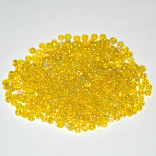 10gr perles de rocaille jaune arc en ciel 2mm environ 800 perles (ref15)