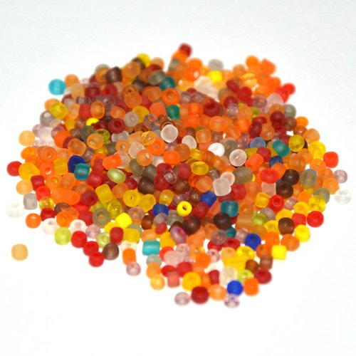 10gr perles de rocaille multicolore givré en verre 2mm environ 800 perles (ref21)