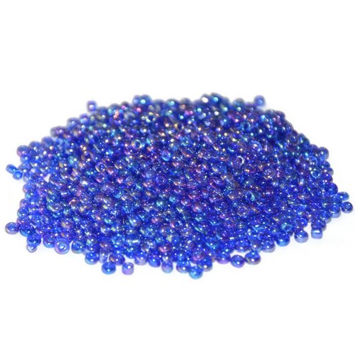 10gr perles de rocaille bleu et violet reflets brillants en verre  2mm environ 800 perles (ref31)