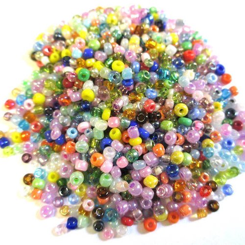 10gr perles de rocaille mélange de couleur en verre  2mm (environ 800 perles)